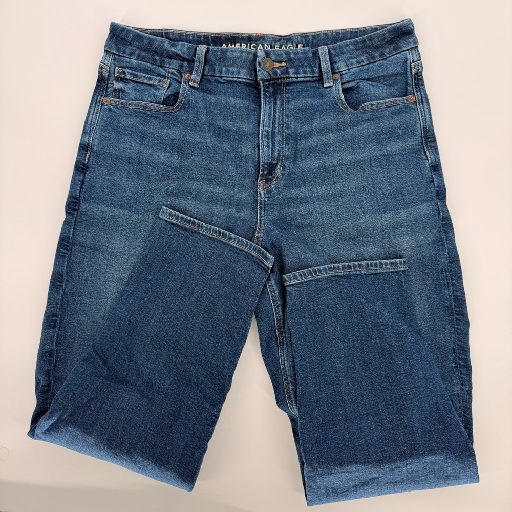 American Eagle Stretch High-Waisted Dark Blue Women’s Curvy Mom Jeans Size 14R - Picture 7 of 11